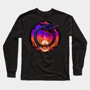 Synthwave Ouroboros with a bird Long Sleeve T-Shirt